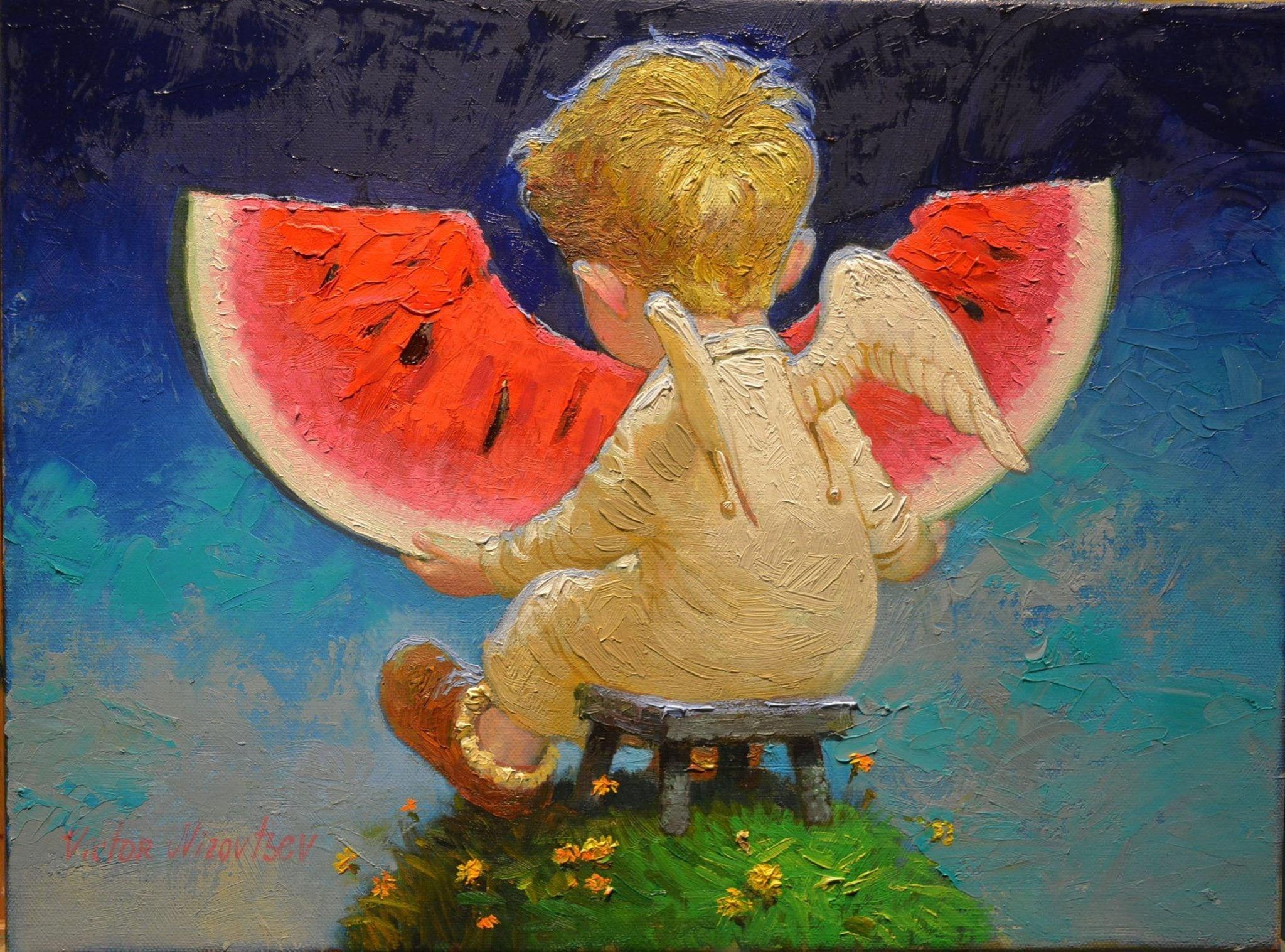 Angel with watermelon